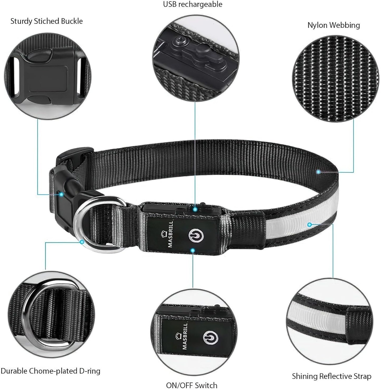 LED Glow Dog Leash & Collar for Night Walk Safety