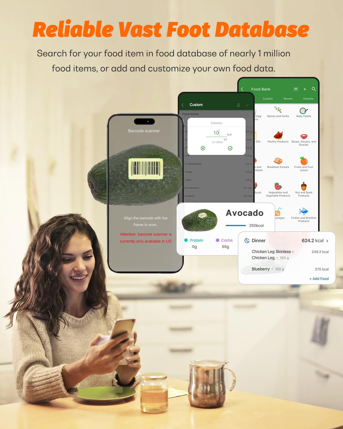 Ataller Smart Food Scales with Nutritional Calculator, Smartphone App with 26 Nutrients Tracking, Calorie, Marco, Digital Kitchen Weight Grams and Ounces for Weight Loss, 11 Pounds, Stainless Steel