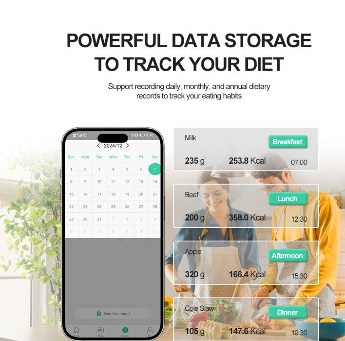 Ataller Smart Food Scales with Nutritional Calculator, Smartphone App with 26 Nutrients Tracking, Calorie, Marco, Digital Kitchen Weight Grams and Ounces for Weight Loss, 11 Pounds, Stainless Steel